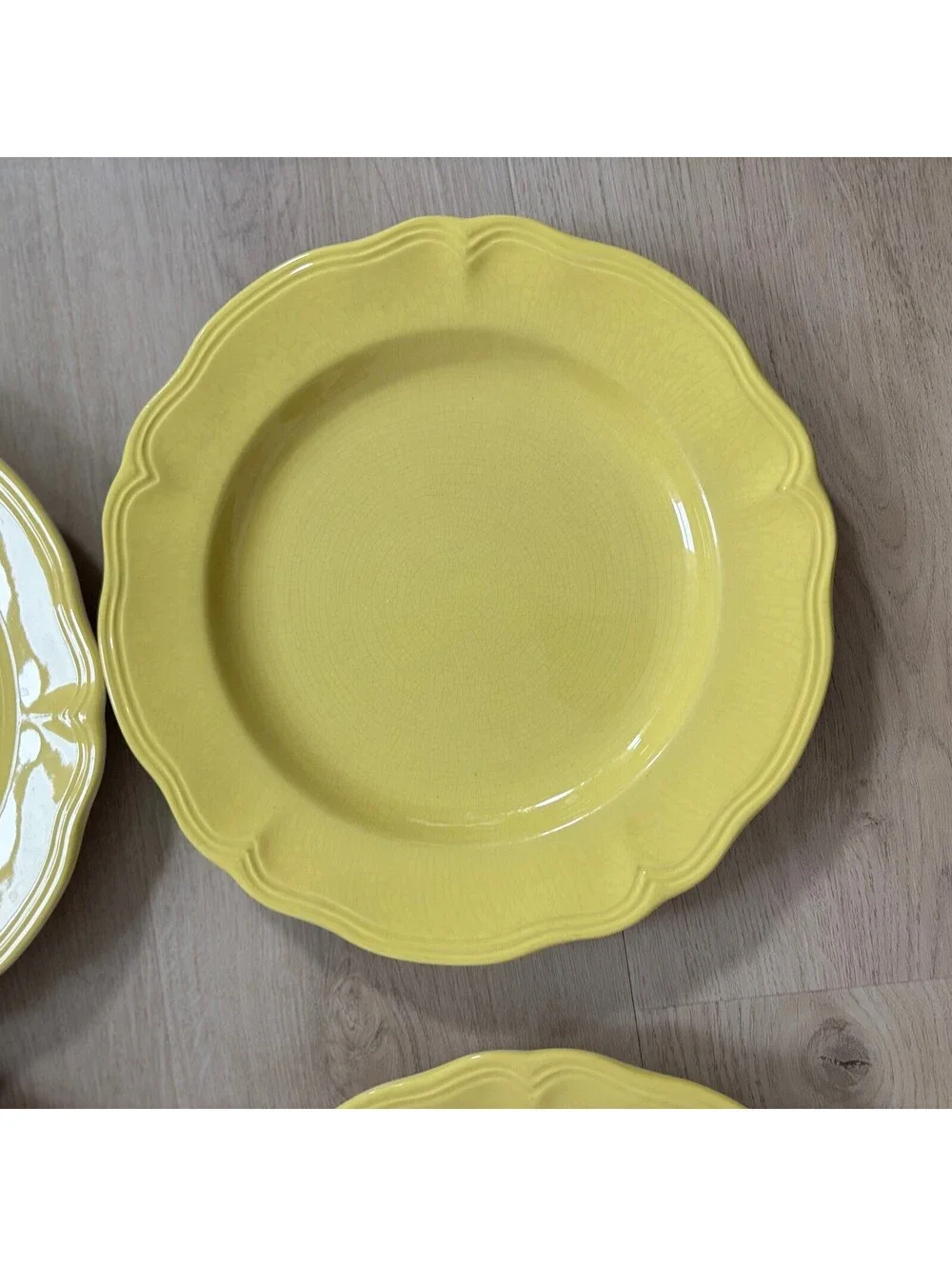 (4) Sears Federalist Buttercup Vintage Yellow 4239 Set of 4 Dinner Plates 10
